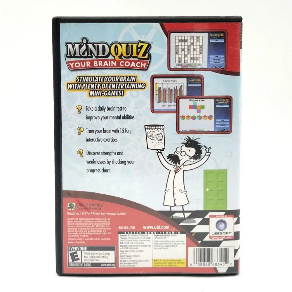 Mind Quiz: Your Brain Coach PC 2007 video game Educational Used With Manual